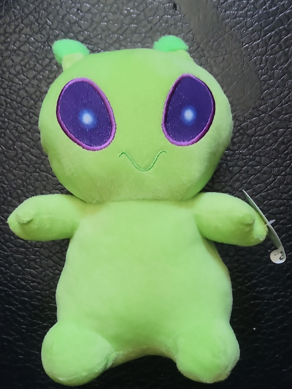 Lime Green Alien Plush with Purple Eyes